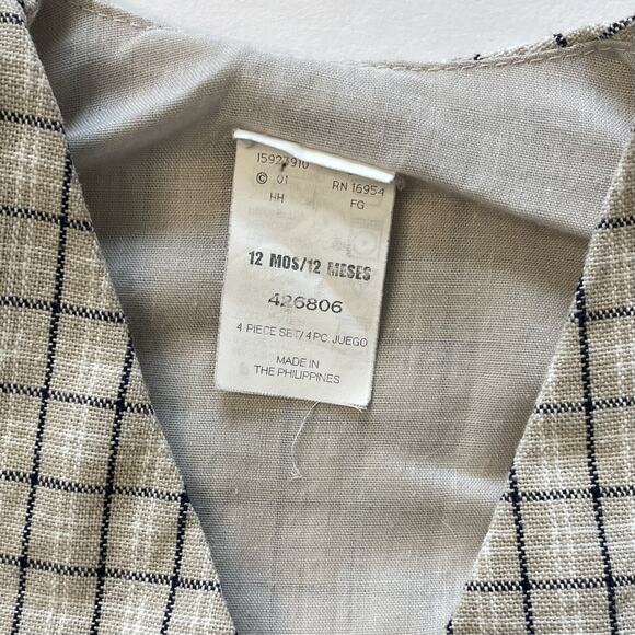 Vintage Khaki And Navy Plaid Sport Jacket Size 12M - Picture 2 of 8